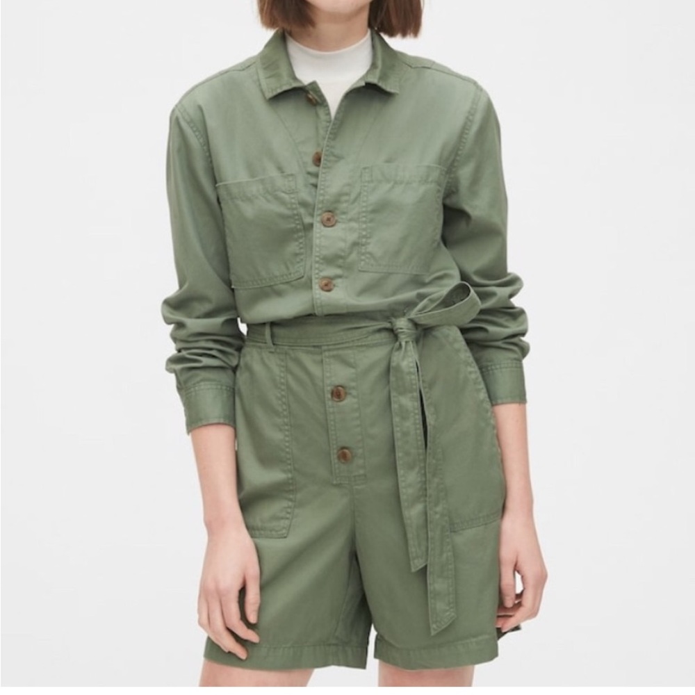Petite olive green GAP utility romper